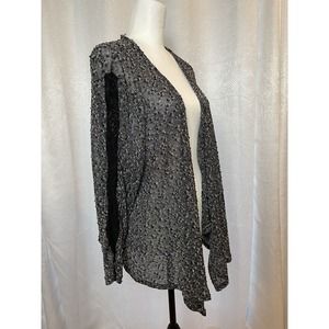 American Rag Open Cardigan Waterfall Black White Black Lace Sleeves Size 3X